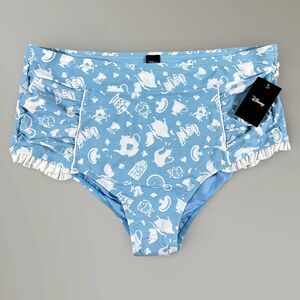 Disney Alice In Wonderland High Waisted Blue Swimwear Bottoms Women's Plus Sz 3